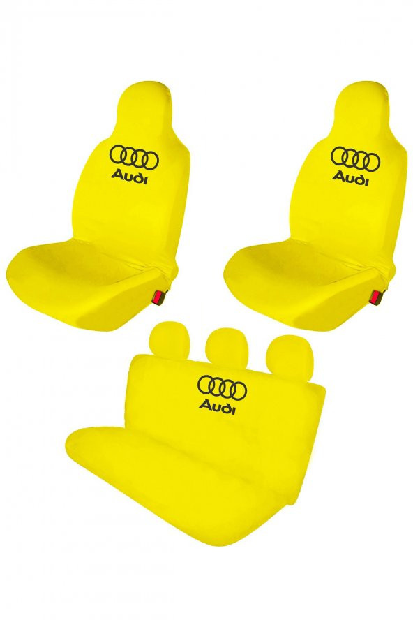 Öziron Audi A4 Hatchback Oto Koltuk Kılıfı Koruyucu Logo Baskılı Penye Servis Kılıfı Sarı ürün görseli 1