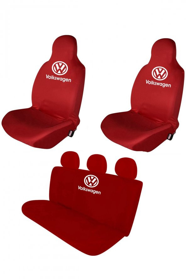 Öziron Volkswagen Santana Oto Koltuk Kılıfı Koruyucu Logo Baskılı Penye Servis Kılıfı Kırmızı ürün görseli 1