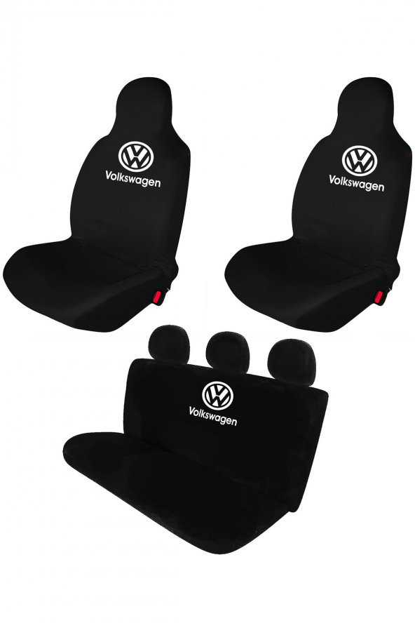 Öziron Volkswagen Polo Oto Koltuk Kılıfı Koruyucu Logo Baskılı Penye Servis Kılıfı Siyah ürün görseli 1