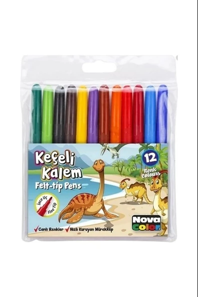 Nova Color Keçeli Kalem 12 Li Set Maxi 12 Renk Keçeli Boya Kalemi ürün görseli 1