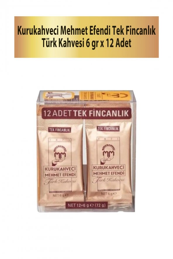 Mehmet Efendi Tek Fincalık Türk Kahvesi 6 gr x 12 Adet ürün görseli 1