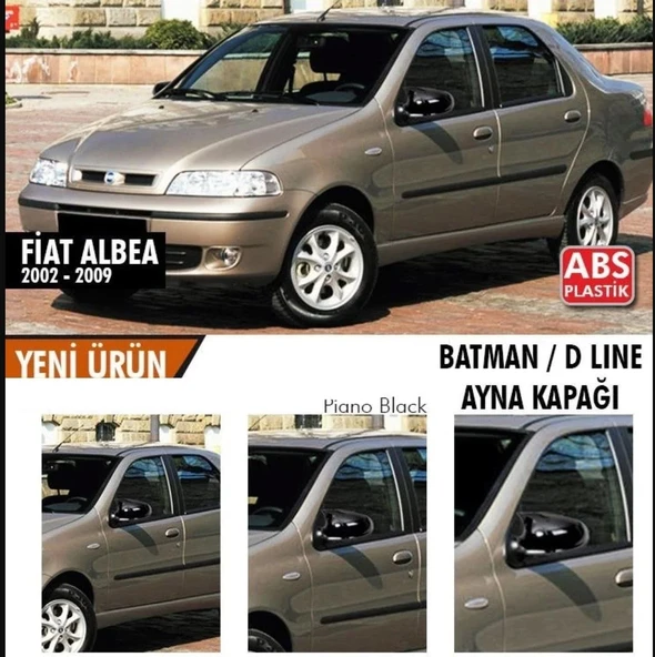 Fiat Albea Makyajsız Kasa 2002-2009 Uyumlu Yarasa Batman Ayna Kapağı Piano Black ürün görseli 1