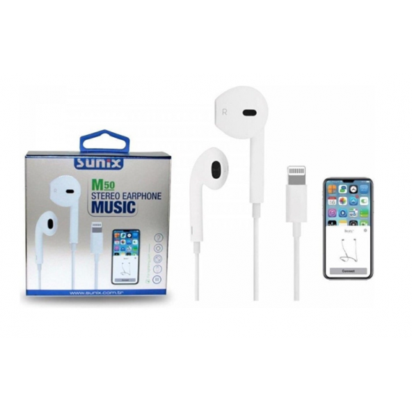 Sunix M50 Lightning Kulak İçi Stereo Kulaklık İphone için ürün görseli 1