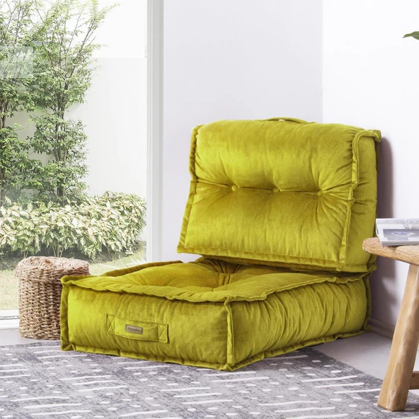 Minder Poffi Sırtlı Yer Ve Palet  Limon Küfü 60x80 ürün görseli 1