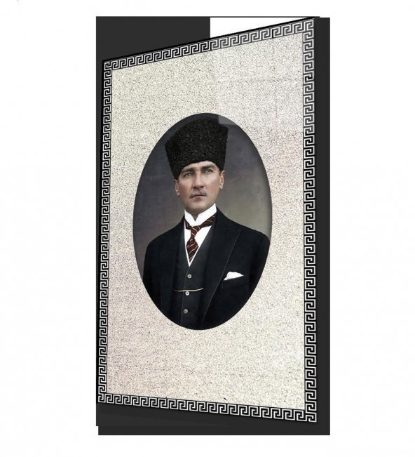 Çerçeveli Atatürk Portresi Cam Tablo, Ev ve Ofis Duvar Dekoru, Hediyelik Büyük Temperli Cam Tablo ürün görseli 1