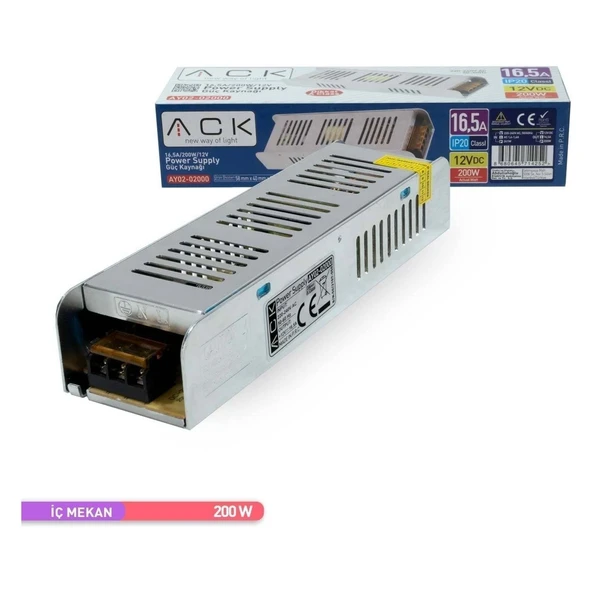 Ack AY02-02000 200W 16.5A İnce Tip Led Trafosu ürün görseli 1