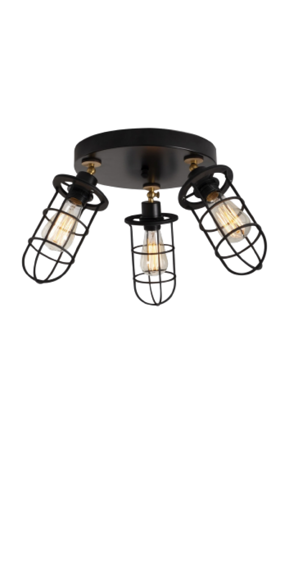 Rsylight Retro Metal Dekoratif Rustik Siyah 3 Lü Hareketli Mafsallı  Sarkıt Avize Çap 30 ürün görseli 1
