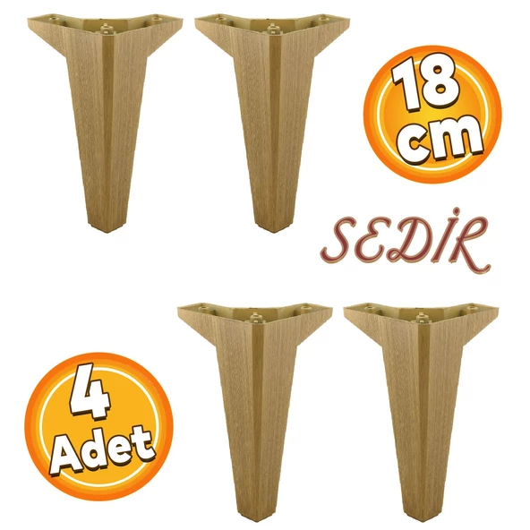 Sedir Lüks Mobilya Kanepe Konsol Tv Ünitesi Koltuk Ayağı Açık Ceviz 18 Cm Ayakları (4 ADET) ürün görseli 1