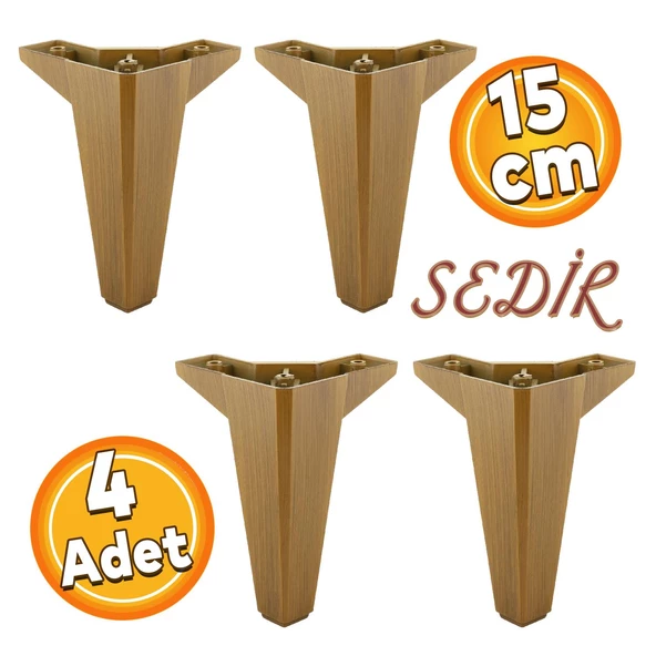 Sedir Lüks Mobilya Kanepe Sehpa Baza Tv Ünitesi Koltuk Ayağı Koyu Ceviz 15 Cm Ayakları (4 ADET) ürün görseli 1