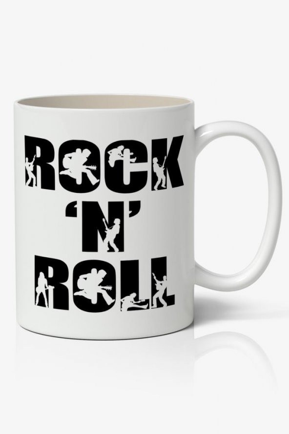Rock N Roll Baskılı Kupa Bardak Baskılı Kahve Kupa Bardak ürün görseli 1
