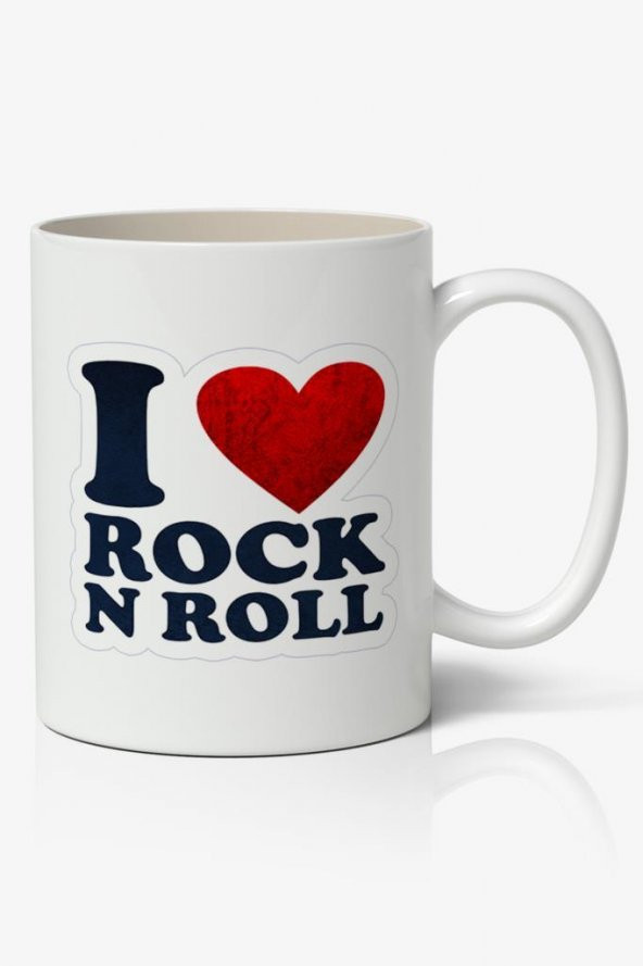 I Love Rock N Roll Baskılı Kupa Bardak Baskılı Kahve Kupa Bardak ürün görseli 1
