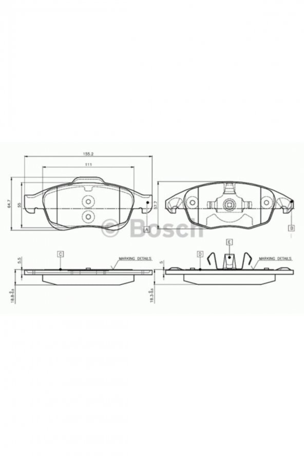 Bosch 0986495258 Ön Balata C4 Pıcasso 1.6hdı 110hp 06 11 Partner-tepe-berlıngo 08 11 5008 0 ürün görseli 1