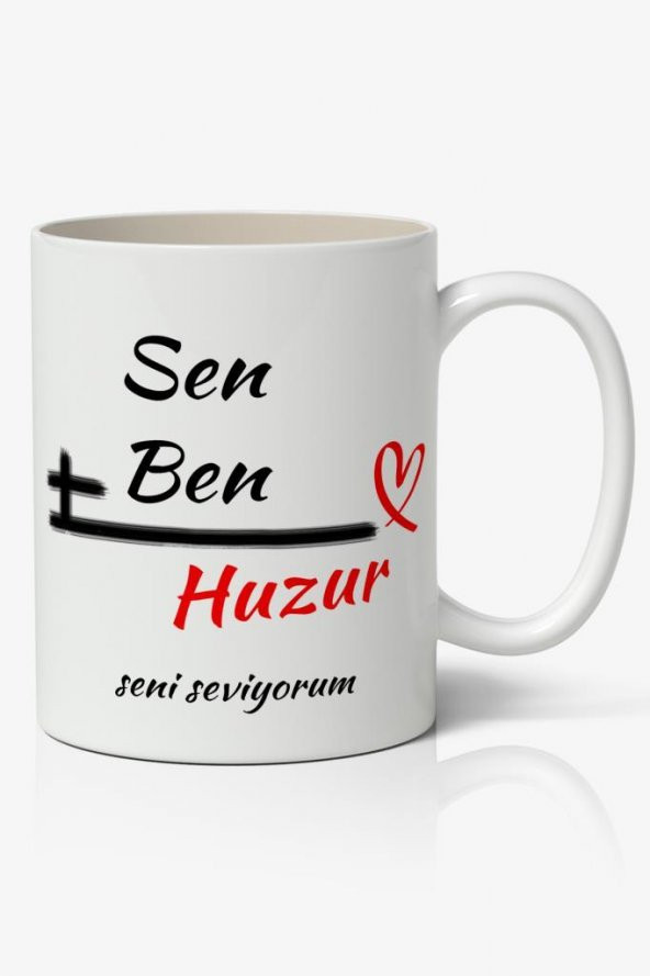 Sen+Ben=Huzur Temalı Baskılı Kupa Bardak Baskılı Kahve Kupa Bardak ürün görseli 1
