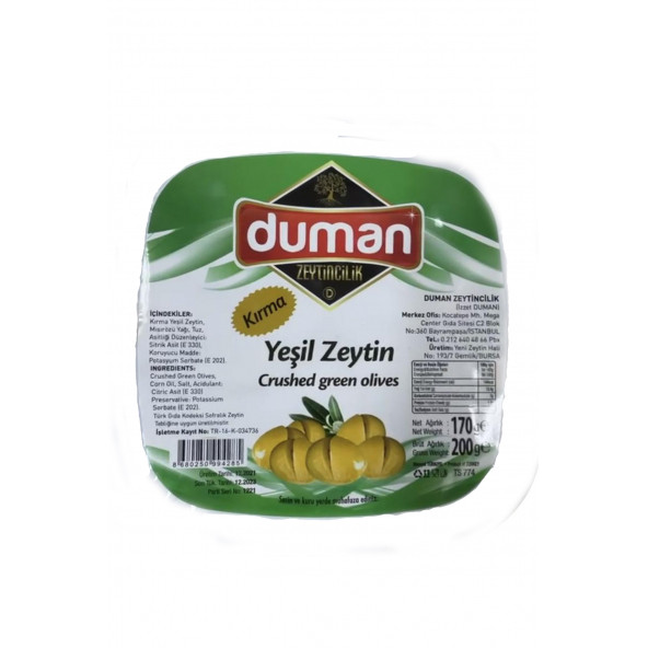 DUMAN GURME Kırma Yeşil Zeytin 200 gr ürün görseli 1