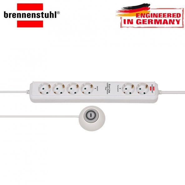 Brennenstuhl Eco-Line Comfort Güvenlik Anahtarlı 6'lı Uzatma Priz ürün görseli 1