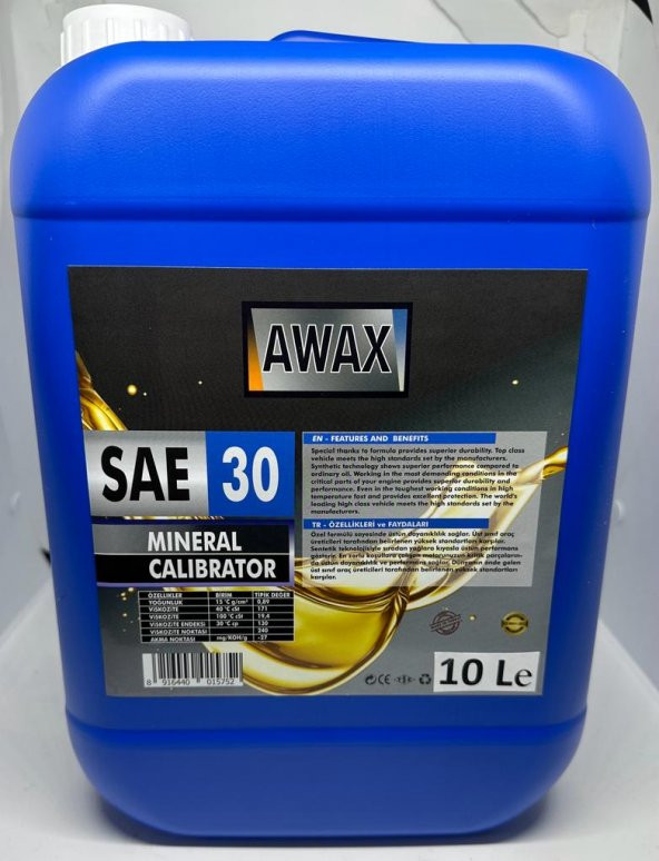 Awax SAE-30 Testere Ve Zincir Yağı 10 L Üretim Yılı:2025 ürün görseli 1