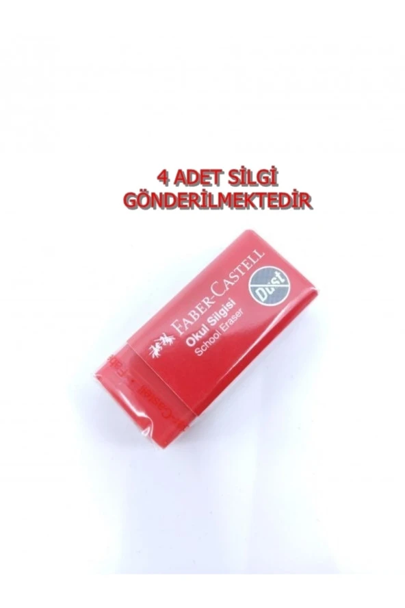 4 Adet Küçük Boy Kırmızı Renk Faber-castell Okul Silgisi ürün görseli 1