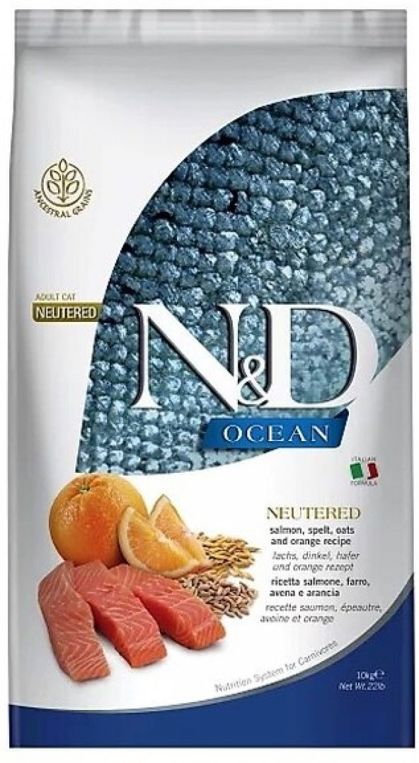 N&D Düşük Tahıllı Somonlu Kısırlaştırılmış Yetişkin Kedi Maması 10 KG ürün görseli 1