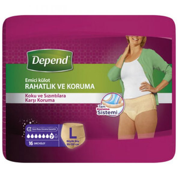 Depend Emici Külot Bayan Large 16'lı ürün görseli 1