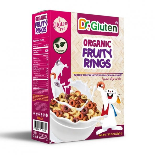 Glutensiz Organik Sebze Meyve Sulu Halka Tahıl Gevreği - 225gr - Dr.Gluten ürün görseli 1