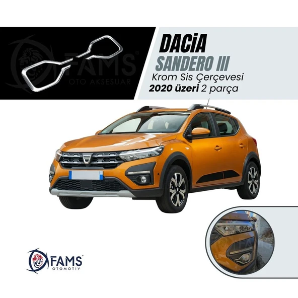 Dacia Sandero Krom Sis Çerçevesi 2 Parça 2020 Paslanmaz Çelik ürün görseli 1