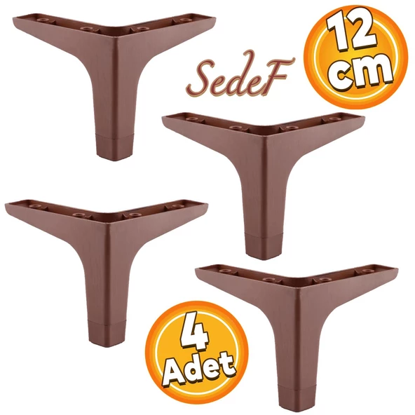 Sedef Lüks Mobilya Kanepe Sehpa Tv Ünitesi Koltuk Ayağı 12 Cm Ceviz Ahşap Desenli Ayakları (4 ADET) ürün görseli 1