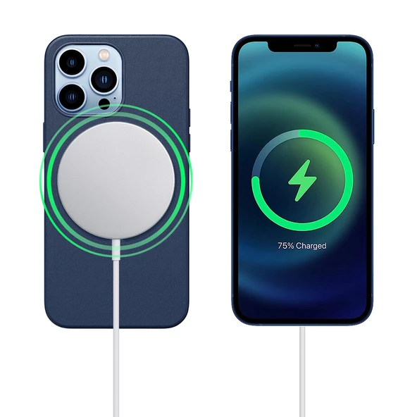 iPhone 13 Pro Magsafe Özellikli Leather Deri Kılıf - Resim 11