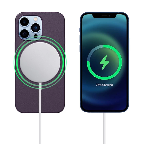 iPhone 13 Pro Magsafe Özellikli Leather Deri Kılıf - Resim 5