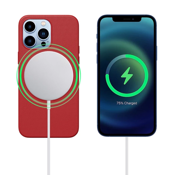 iPhone 13 Pro Magsafe Özellikli Leather Deri Kılıf - Resim 9