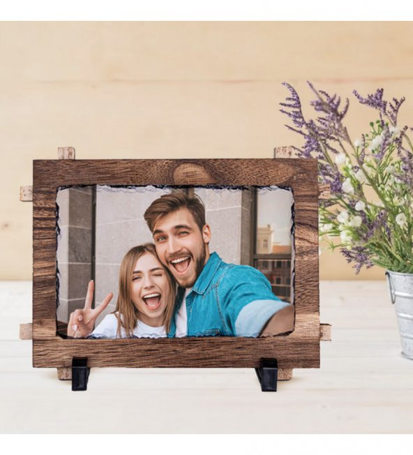 Kişiye Özel Foto Baskılı Doğal Taşlı Ahşap Çerçeve 12x17 cm HK2743 ürün görseli 1