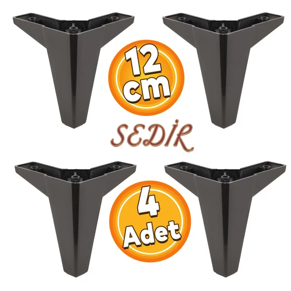 Sedir Lüks Mobilya Kanepe Sehpa Tv Ünitesi Koltuk Ayağı 12 Cm Siyah Ayakları 4 Adet ürün görseli 1