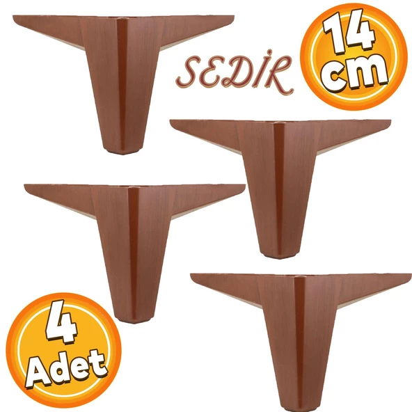 Sedir Lüks Mobilya Kanepe Tv Ünitesi Koltuk Ayağı 14 Cm Ahşap Desenli Kahverengi Ayakları 4 Adet ürün görseli 1