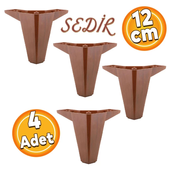Sedir Lüks Mobilya Kanepe Sehpa Tv Ünitesi Koltuk Ayağı 12 Cm Ahşap Desenli Baza Ayakları 4 Adet ürün görseli 1
