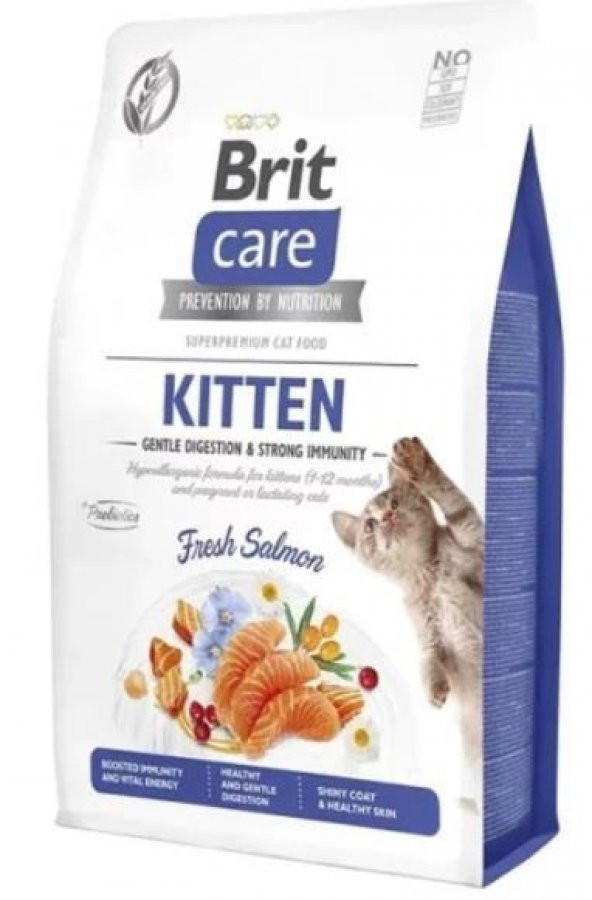 Brit Care Gentle Digestion & Strong Immunity Tahılsız Somonlu Yavru Kedi Maması 7 Kg ürün görseli 1