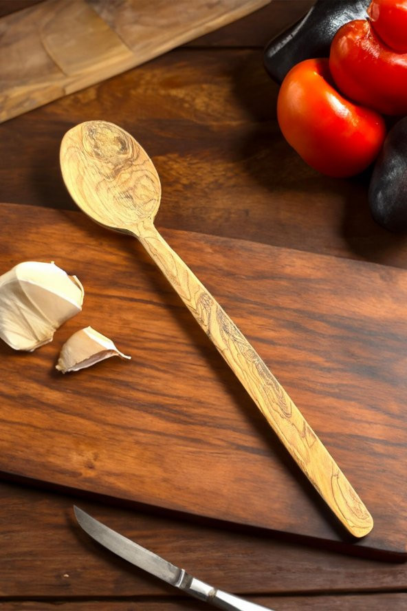 Zeytin Ağacı Kaşık 28 Cm | El Yapımı Ahşap Kaşık Doğal Ağaç ürün görseli 1