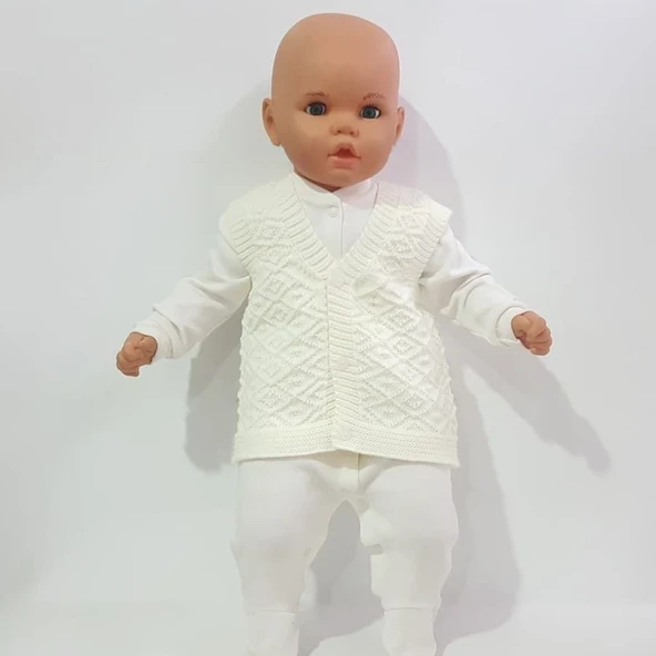 Triko Krem Bebek Yelek ürün görseli 1