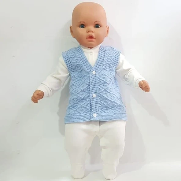 Triko Mavi Erkek Bebek Yelek ürün görseli 1