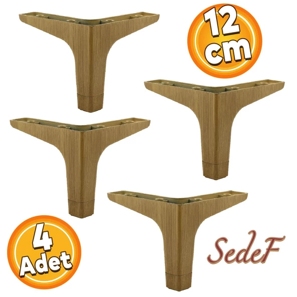 Sedef Lüks Mobilya Kanepe Sehpa Tv Ünitesi Koltuk Ayağı 12 Cm Açık Ceviz Ayakları (4 ADET) ürün görseli 1