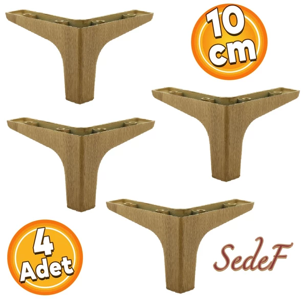 Sedef Lüks Mobilya Kanepe Sehpa Tv Ünitesi Koltuk Ayağı 10 Cm Açık Ceviz Ayakları (4 ADET) ürün görseli 1