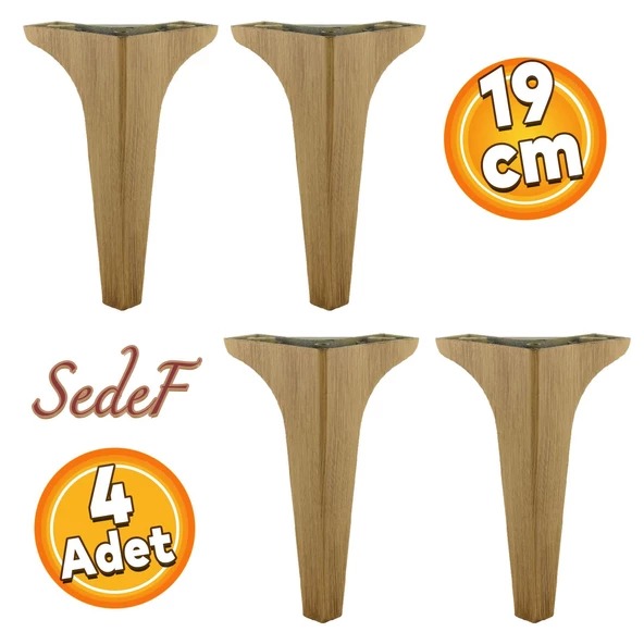 Sedef Lüks Mobilya Kanepe Tv Ünitesi Konsol Koltuk Ayağı 19 Cm Açık Ceviz Ayakları 4 Adet ürün görseli 1