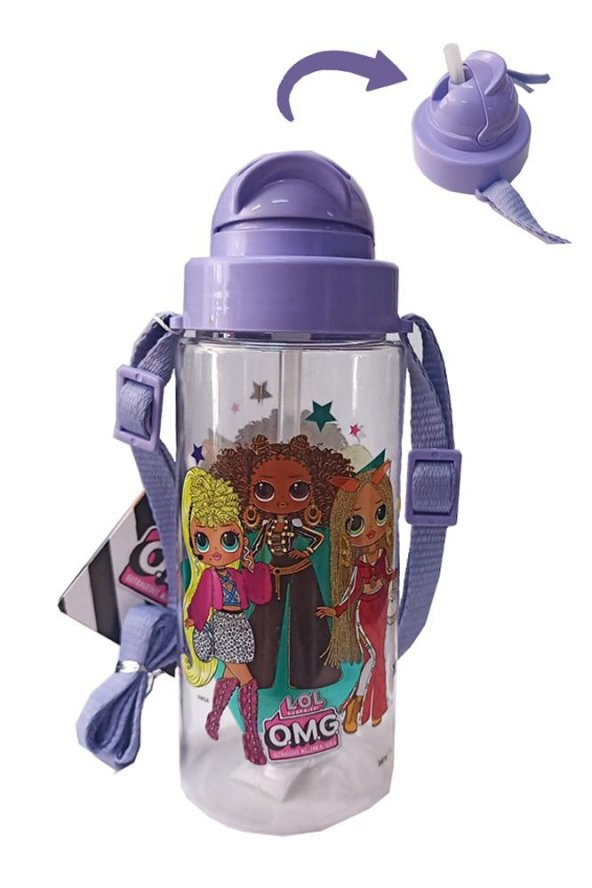 Kız Çocuk Matara 500 ml 1 Adet LOL Plastik Lisanslı Okul Matarası L.O.L O.M.G Pipetli Suluk ürün görseli 1