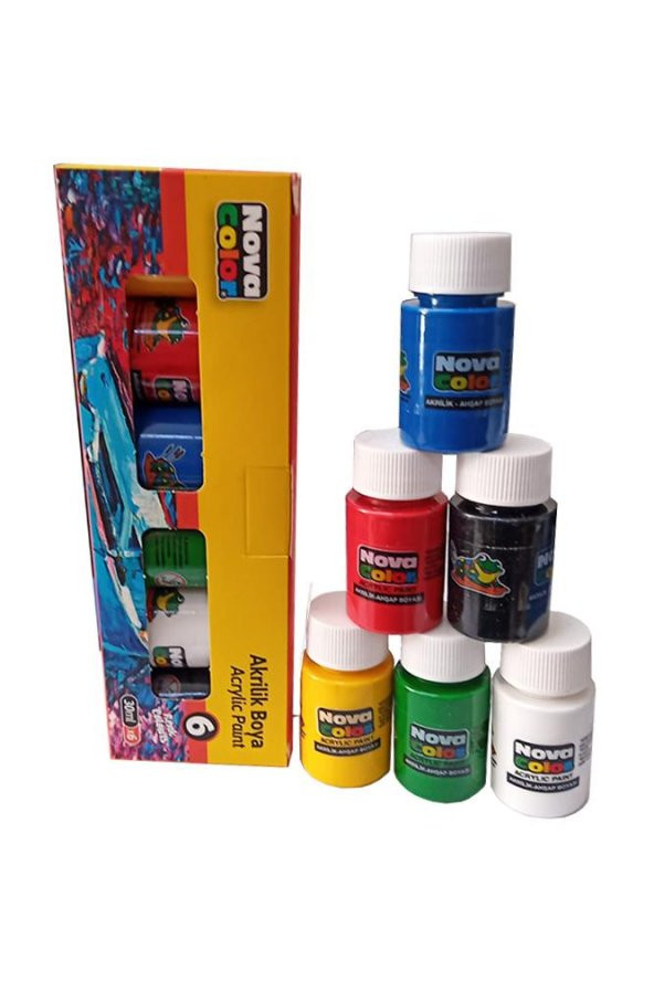 Akrilik Boya 6 Renk 30 ml 1 Paket Akrilik Boya Seti 6 lı Ahşap Tuval Taş Ağaç Boyamalar İçin İdea Boyama Seti ürün görseli 1