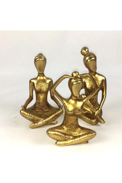 Gold Renk Yogacı Kız 3lü Biblo ürün görseli 1