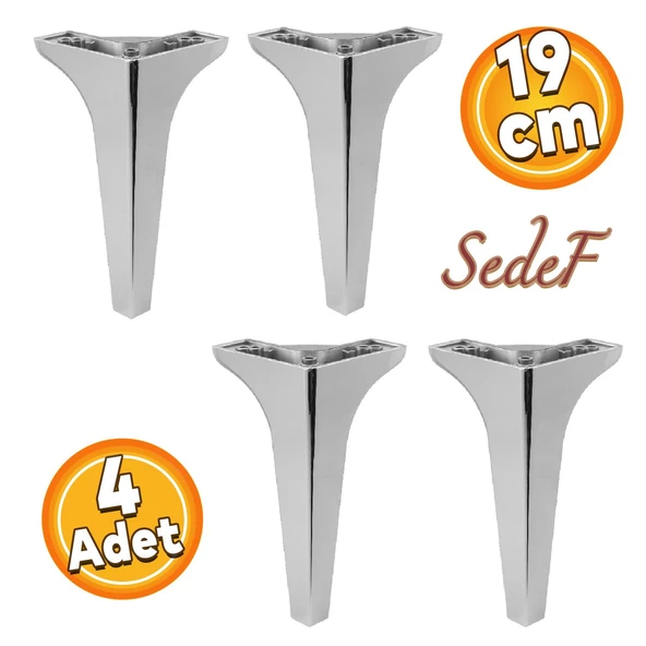 Sedef Lüks Mobilya Kanepe Tv Ünitesi Konsol Koltuk Ayağı 19 Cm Parlak Krom Ayakları 4 Adet ürün görseli 1