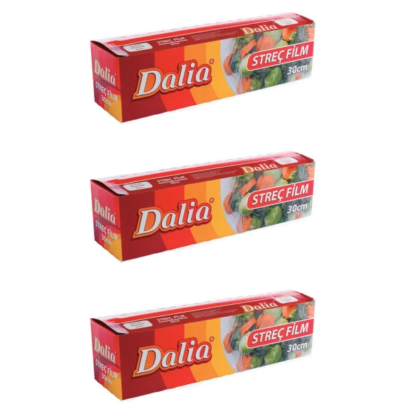Dalia Şeffaf Mutfak Rulo Streç Film Folyo - 30 Cm. x 100 Metre - Gıdaya Uygun - 3 Paket ürün görseli 1