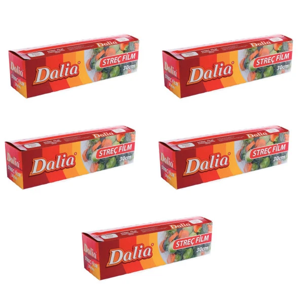 Dalia Şeffaf Mutfak Rulo Streç Film Folyo - 30 Cm. x 100 Metre - Gıdaya Uygun - 5 Paket ürün görseli 1