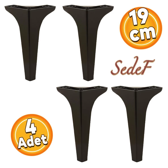 Sedef Lüks Mobilya Kanepe Tv Ünitesi Konsol Koltuk Ayağı 19 Cm Siyah Ayakları 4 Adet ürün görseli 1