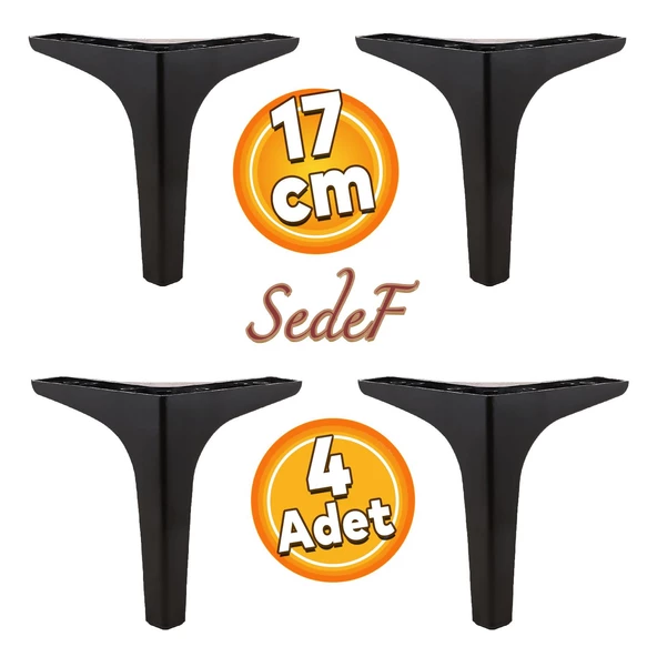 Sedef Lüks Mobilya Kanepe Tv Ünitesi Konsol Koltuk Ayağı 17 Cm Siyah Ayakları 4 Adet ürün görseli 1