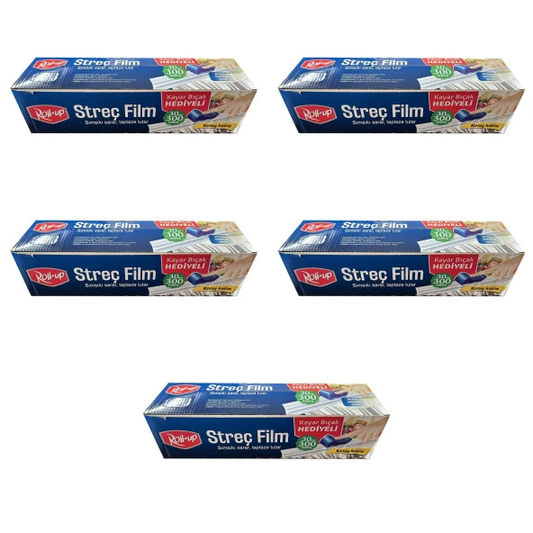 Roll-Up Şeffaf Mutfak Rulo Streç Film Folyo - 30 Cm. x 300 Metre - Gıdaya Uygun - 5 Paket ürün görseli 1