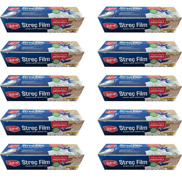 Roll-Up Şeffaf Mutfak Rulo Streç Film Folyo - 30 Cm. x 300 Metre - Gıdaya Uygun - 10 Paket ürün görseli 1